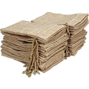 Shappy 50 Pieces 5 x 7 Inch Organza Burlap Bags with Drawstring Burlap Gift Favor Bags for Wedding Party(Flaxen)