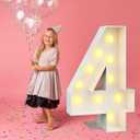 Marquee 4ft Numbers with Light up Number 4 White Mosaic Frame with Slots Letter 4 for 4th Birthday Party Decorations Pre-Cut Cardboard Large Giant Cut-Out Thick Foam Board Sign Anniversary