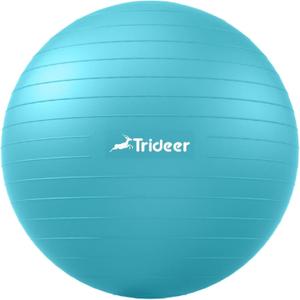 Trideer Extra Thick Yoga Ball Exercise Ball, 5 Sizes Gym Ball, Heavy Duty Ball Chair for Balance, Stability, Pregnancy, Quick Pump Included (XL(27-30ines/68-75cm), Turkis)