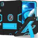 TSQQST Case for iPad Pro 13 Inch M4 2024 with Pencil Holder, iPad Pro 13 Case Shockproof Rugged, Full Body Drop Protective Stand Case for iPad 13 Pro 7th Genneration, Black Blue