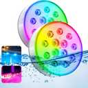 Pool Lights, Upgraded Rechargeable Submersible LED Lights with Remote IP68 Waterproof 16 Colors Hot Tub Underwater Pool Lights for Above Ground Inground Pool, Bath, Party, Vase 2 Pack
