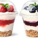 Jycnolm [50 Sets, 9 oz Clear Plastic Dessert Cups with Dome Lids No Hole, Disposable Fruit Cups with Lid for Yogurt, Parfait, Pudding, Cake, Ice Cream, Snacks, Party Supplies