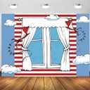BELECO 10x8 Ft Fabric Cartoon Window Kite Backdrop Red White Striped Kite Kids Birthday Party Background Boys Girls 1st Birthday Cake Table Banner Baby Shower Party Decorations Photo Studio Props (N5-a60133)