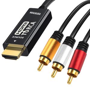 HDMI to RCA Cable 6FT with IC, 6FT HDMI Male to 3-RCA,HD to AV Video Audio Component Converter Adapter 1080P Cable for TV HDTV DVD