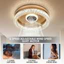 CLAIRDAI Crystal Ceiling Fans with Lights Flush Mount Ceiling Fan with Remotel Control Dimmable LED Low Profile Ceiling Fan 6 Speeds Reversible Blades Timing with Remote Control Gold