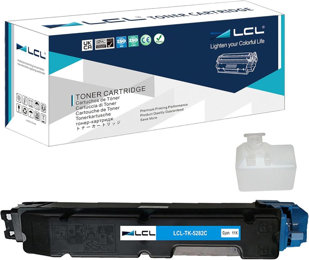 LCL Compatible Toner Cartridge Replacement for Kyocera TK5282 TK-5282 TK5282C TK-5282C 1T02TWCUS0 M6235cidn M6635cidn P6235cdn M6235 M6635 P6235 (1-Pack Cyan)