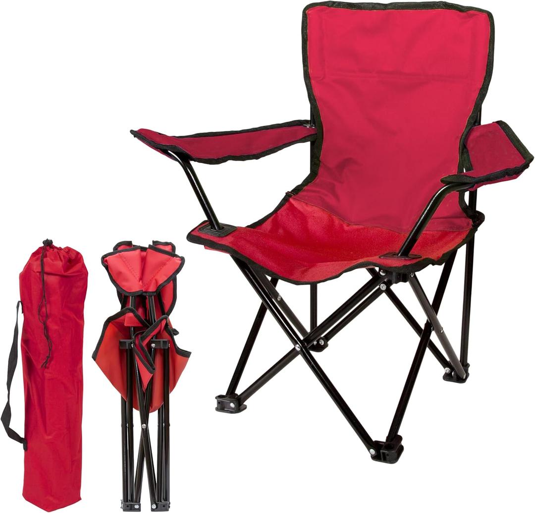 Pacific Play Tents Kids Folding Chair, 100 lbs. Weight Capacity - Ruby Red, 14" L x 14" W x 23.5" H