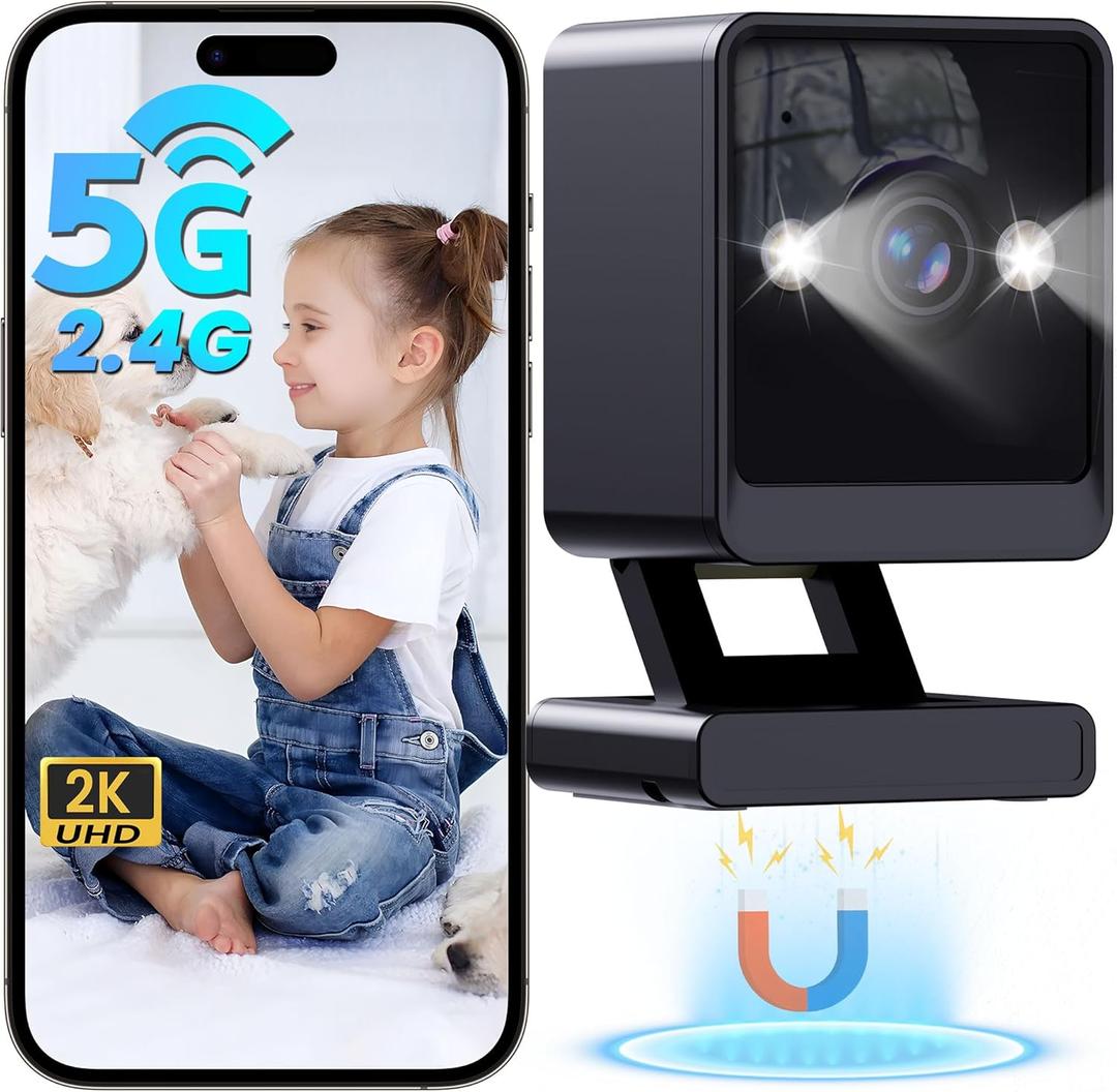 Indoor Camera, 2K Cameras for Home Security with Color Night Vision & Siren, 2-Way Audio for Pet/Dog/Baby/Nanny, 5GHz&2.4GHz WiFi Camera, Cloud & SD Card Storage, Works w/Alexa, Magnetic Base (1 Pack Black)