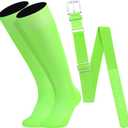 Baseball Socks and Belt Combo Set for Youth Boys Girls Adult, Softball Tball Belt Socks with Elastic Belts (Green)