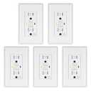 DEWENWILS 5-Pack GFCI Outlet 15Amp, Outdoor Weather-Resistant(WR), Tamper-Resistant(TR), UL Listed, Gfi Self-Test, LED Indicator, Wallplate Included with Thinner Design, White