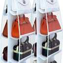 purse organizer, 2 Pack,purse organizer for closet, Upgrade Larger8 Pockets, hand bag storage organizer, thicken Metal Hooks, bag organizer, purse hangerWhite