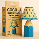 Cocoj LED Table Lamp, Touch Dimmable Pencil Design with 3 Light Levels, Resin Base, USB Powered, for Kids Bedroom, Study, Nursery, Blue