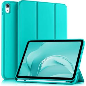 Akkerds Compatible with iPad (A16) 11th Generation Case 11 Inch 2025, for iPad 10th Generation Case 10.9 Inch 2022 with Pencil Holder, Slim Trifold Stand Protective Cover with Soft TPU Back, Teal