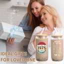 50th Birthday Gifts for Women - 1975 50th Birthday Decorations Gifts for Her Him Men 50 Year Old Bday Gift for Women Mom Wife Turning 50 Gift Glass Cup with Straw