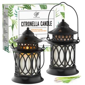 Citronella Candles Outdoor, 2 Pack Citronella Candle Lanterns with Lid, Soy Wax Outdoor Candles for Patio, Garden, Porch, Backyard, Camping & Summer Outdoor Decor