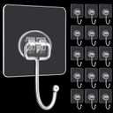 DKHDBD Large Adhesive Hooks, 16-Pack Hold 33lb(Max) Heavy Duty Sticky Hooks, Waterproof Transparent Hooks for Hanging, Self-Adhesive Traceless Clear Wall Hooks to Use for Keys Robe & Towel