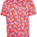 FT FENTENG Mens Hawaiian Shirts Regular Fit Short Sleeve Casual Button Down Summer Tropical Beach Shirts, 3XL