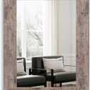 Syndra Wood Mirror with Frame, Rustic 24X32 Inch Wall Mounted Vanity Mirror with Large Wood Frame, Farmhouse Bathroom Mirror for Bedroom, Living Room, Entryway Wall Decor(Natural)