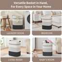 AINUOQI Laundry Basket with Handles - Blanket Basket & Hampers for Bedroom Aesthetic, Laundry Hamper & Blanket Storage for Living Room, Clothes Hamper, Tall, Large 17" x 14" x 22, Black & White