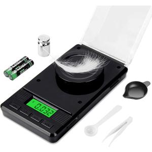 Milligram Scale 50g/0.001g, Digital Mg Scale with 50g Calibration Weight and Accessories, High Precision Scale for Jewelry, Powder, Medicine, Gold, Gem, Reloading (Black)