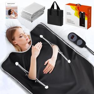 Infrared Sauna Blanket-Sauna Blanket for Home Use, Portable Design for Relaxation and Detoxification Highest 176, 20-60 Minutes Timer, 6 ft x 2.65 ftDeep Black
