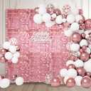 36 PCS Rose Gold Shimmer Wall Backdrop, Square Sequin Photo Backdrops Panel, Glitter Wall Background for Birthdays, Weddings, Halloween, Engagements, Disco Bachelorette Party Decoration (6FTx6FT)