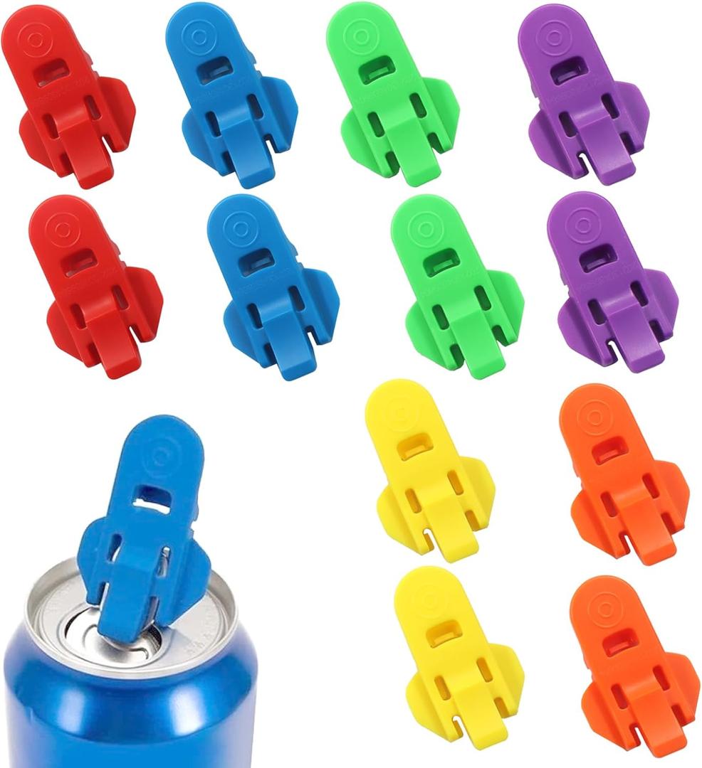 12 Pcs Manual Easy Can Opener, Colorful Soda Cap Leakproof Protector Beverage Shields, Premium Plastic Can Openers for Parties/BBQs Beach