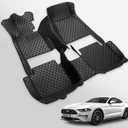 Castlerock Leather Car Floor Mats for Ford Mustang 2011 2012 2013 2014 All Surround Floor Liner Custom Fit Mustang Automotive Passenger Car Mat Protection Carpet (Full Set-Black Seam)