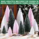 Meooeck 12 Pcs Mini Christmas Trees Bottle Brush Christmas Trees 4 Sizes 4/6/8/10 Inch Artificial Xmas Tree with Wood Base Winter Fake Pine Tree Decor for Home(Green, Pink, White)