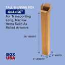 BOX USA 4x4x36 Tall Corrugated Boxes, Tall, 4L x 4W x 36H, Pack of 25 | Shipping, Packaging, Moving, Storage Box for Home or Business, Strong Wholesale Bulk Boxes