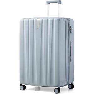Hanke 29 Inch Expandable Checked Luggage Lightweight PC Hard Shell Luggage Suitcases with Wheels Travel Luggage Rolling Large Suitcase Travel Luggage Bag for Study Abroad, (Gray)