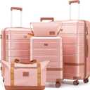 NEISIA Luggage Sets 3 Piece, Suitcases with Wheels, Hardshell Suitcase Set, PC+ABS Carry on Luggage Set with TSA Lock, Travel Luggage (Pink), Large