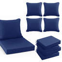 Patio Chair Cushion Set, 19 x 19 Inch, Navy, Set of 4
Double-Sided Water Resistant, Removable Cover, Back Pillow & Seat Cushion, Tie Straps, Fit for Patio, Garden, Sofa Couch