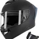 Motorcycle Helmets Full Face for Adults Motorcycle Helmet Men & Women - DOT Approved with 2 Removable Visors (1 Clear + 1 Tinted), Suitable for Powersports, Bike & Motocross Rides (Black)