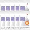 simplehuman Code H 200 Count, Dispenser Pack Custom Fit Liners, Drawstring Trash Bags, 30-35 Liter / 8-9 Gallon, White