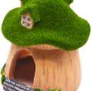 Aquarium Decoration House,Betta Fish Tank Hideaway Landscape, Green Moss Mushroom House Shelter, Reptiles Fish and Shrims Fairy Garden Cave Decor