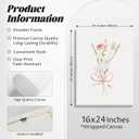Girl Flower Bow Wall Art Coquette Pink Floral Canvas Wall Decor Nursery Wildflower Poster Aesthetic Flower Pictures Soft Pink Bow Prints Cute Floral for Teen Girls Bedroom 16x24x3 Inch Ready to Hang