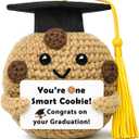 Graduation Gift for Her Him, Handmade Crochet Cookie Plush with Graduation Cap & Tassel, You're One Smart Cookie Congrats Gift, Handmade Amigurumi Decor for Graduation Celebration