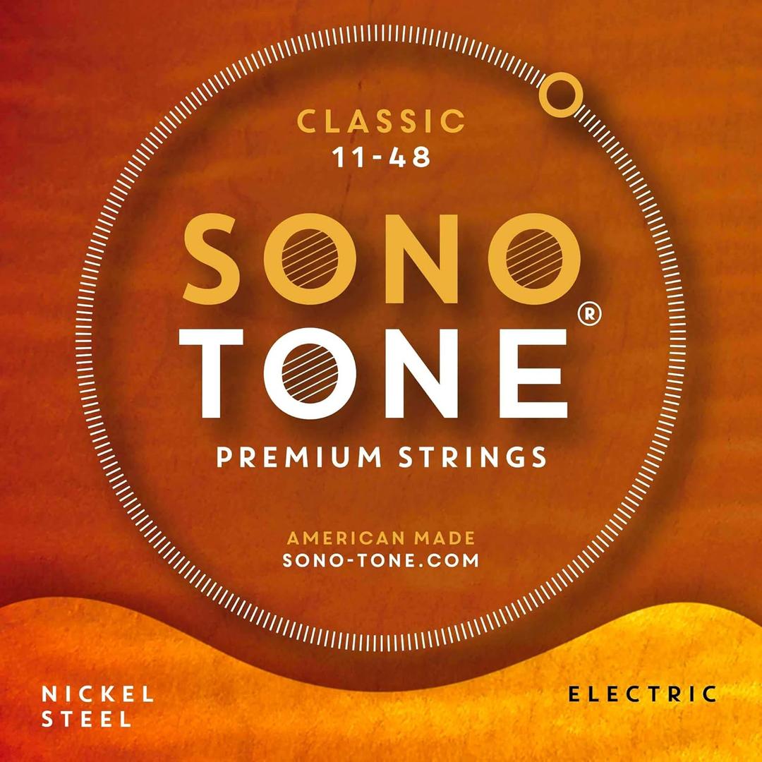 SonoTone Classic, 11-48, Medium, Electric Guitar Strings, Custom Nickel Plating, Hand-Wound, Hex Core, Tone Clarity, Punch, Bright, and True, American Made