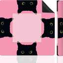 unny Black Cat Pink Mahjong Mat for Table, Black Cat Lovers Gifts 31.5" x 31.5" Non-Slip & Noise Reduction Mahjong Mat for Poker Dominoes Cards & Board Games