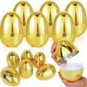 12 Pack 6" Large Golden Metallic Easter Eggs Bulk for Filling Specific Treats Plastic Fillable Jumbo Surprise Eggs Hunt Easter Basket Stuffers Filler Toys Gifts for Kids Boys Girls Easter Party Favor