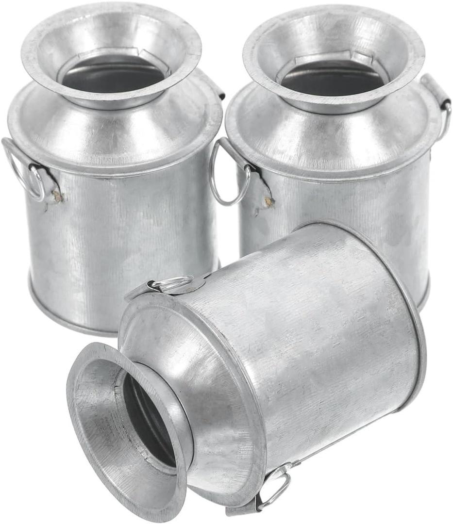 Yardwe 3Pcs Mini Milk Jug Vases, Small Metal Buckets for Crafts, Iron Flower Pots for Succulents, Vintage Decorative Miniature Cans for Home Decor, 2.36x1.77x1.57in