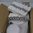 Goodluck 350 Piece Silver Plastic Dinnerware Set for 50 Guests, Fancy Disposable Plates for Party, Include: 50 Dinner Plates, 50 Dessert Plates, 50 Pre Rolled Napkins with Silver Silverware, 50 Cups