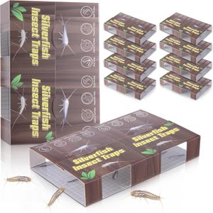 20 Traps Silverfish Insect Trap, 10 Sheets Silverfish Traps Indoor for Home, Non-Toxic Ant Centipede Killer Indoor with Wood Grain Design & Pattern Lure for Insects