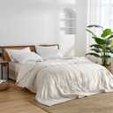 NATUREFIELD Cooling Blanket Twin Size, Bamboo Rayon Lightweight & Breathable Spring Summer Quilt, Silky Soft S-Shape Quilted Bedding, Machine Washable Comforter, 68" x 90" (Ivory)