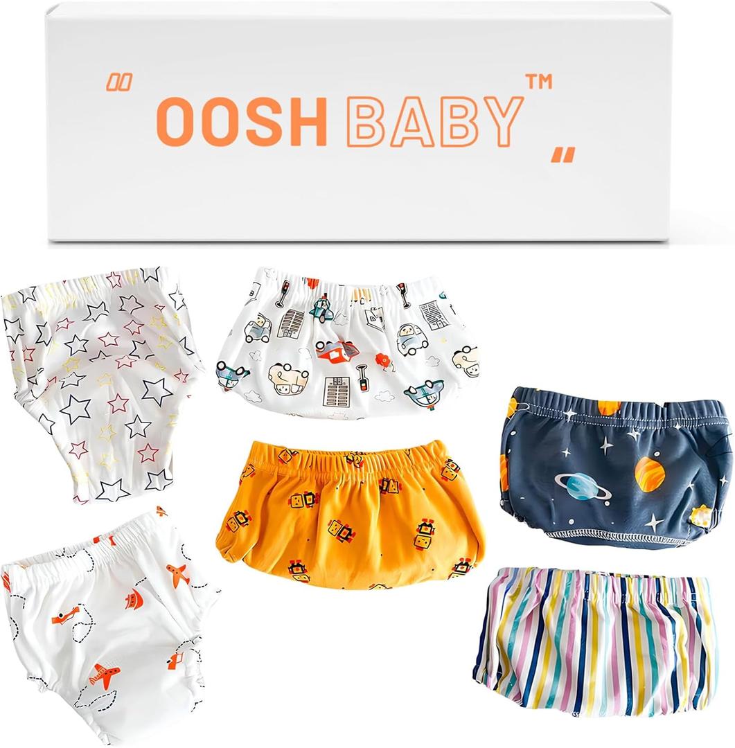 Oosh Baby Training Pants Reusable, Waterproof, Absorbent Potty Training Underwear Fits Toddler Boys and Girls (Large)