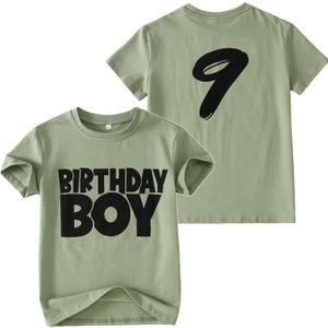 Birthday Boy Shirts 1-10 Years Old Birthday T-Shirt Kids Toddler Baby Boys Birthday Tees Party Outfits Tops, Size 9 Years