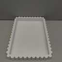 Ferrochef Large White Decorative Tray for Coffee Table Decor 14" x 10" Wooden Rectangle Tray Handmade Ottoman Centerpiece with Scalloped Edge Housewarming Gift for Kitchen Counter Vanity Farmhouse