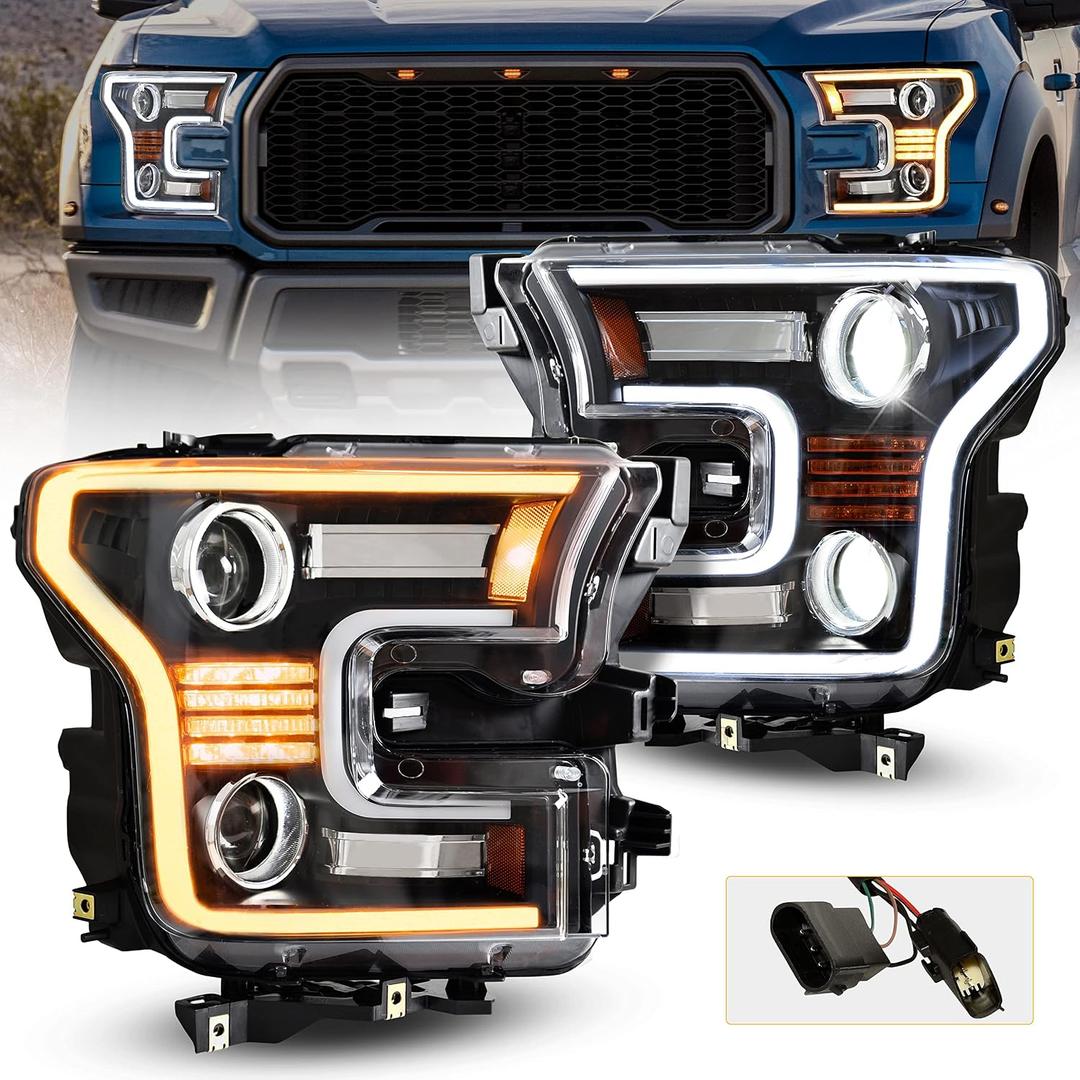 Full LED Headlights for F150 15-17, DOT Approved LED Headlights Assembly with Switchback DRL Dynamic Animation Sequential Turn Signal for Ford F-150 2015-2017 (2PCS)