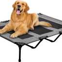 PRAISUN XL Outdoor Dog Bed, Elevated Dog Bed with Durable Oxford Fabric, Textilene Mesh, Metal Frame for Indoors, Outdoors, Lawn, Heather Grey